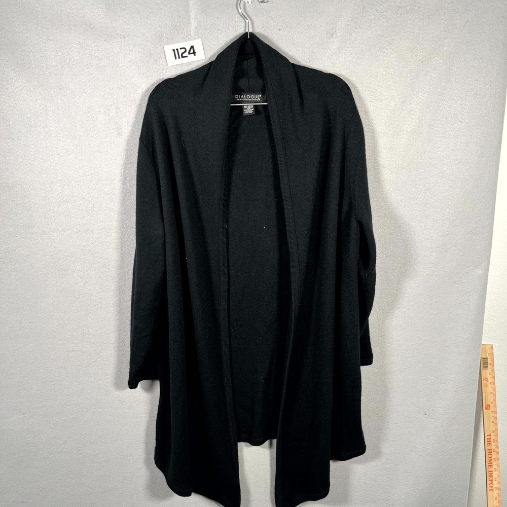 Dialogue Cardigan Sweater Womens Small Black Tight Knit Long Sleeve Winter Cozy